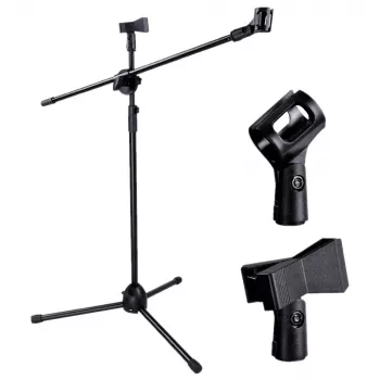 Stativ de podea pentru microfon MOZOS SM803 cu braț, 2 suporturi, până la 200 cm, negru
