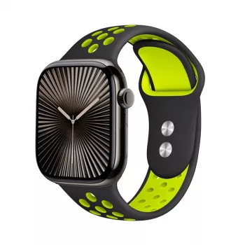 Curea sport Crong Duo pentru Apple Watch 38/40/41/42 mm (negru/verde lime)