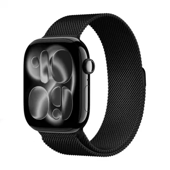 Curea de ceas Crong Milano Steel din oțel inoxidabil Milanese Loop pentru Apple Watch 38/40/41/42 mm (negru)