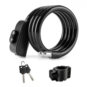 Antifurt cu cablu pentru bicicletă ROCKBROS RKS515-BK 1,1m negru