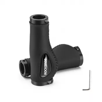 Mânere de bicicletă ROCKBROS din piele microfibră negre 130mm, dublu lock-on, ergonomice, MTB și cursieră