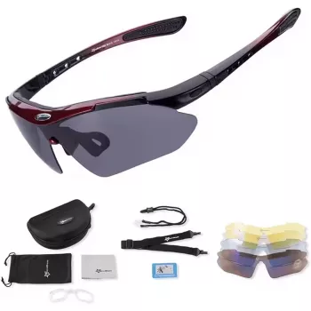 Ochelari de ciclism polarizați ROCKBROS 10001 - negru/roșu