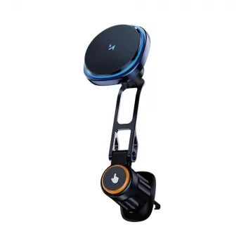Wozinsky WCT5-6S2Y Car Mount with Qi/MagSafe 15W Wireless Charger and Fan for Air Vent - Black