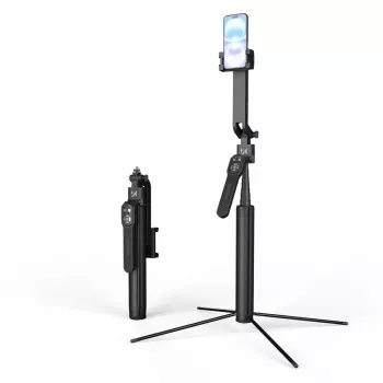 Selfie stick premium Wozinsky WST-360YS 1,8m cu funcție de trepied, urmărire facială AI automată 360°, control prin gesturi - negru