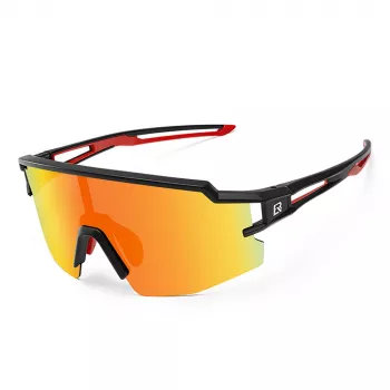 Ochelari de ciclism pentru copii ROCKBROS, polarizați, protecție UV400, ramă neagră, lentile gri