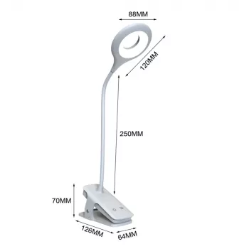 WOZINSKY Mini Wireless LED Reading Lamp with Clip and USB-C Cable - White