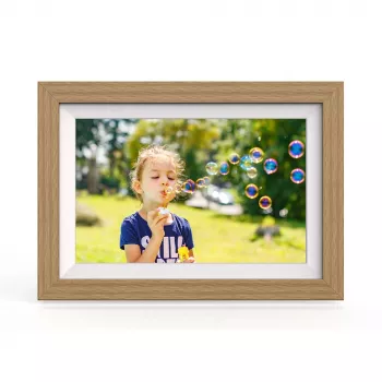 WOZINSKY WRC-32 10.1 inch Digital Photo Frame with Frameo App, 32GB, Light Brown