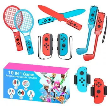 Set de accesorii pentru familie Nintendo Switch Sports, 10 în 1, roșu și albastru