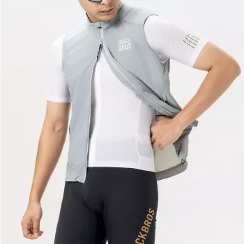 Vestă de ciclism impermeabilă la vânt ROCKBROS YDMJ003 primăvară/toamnă, mărimea XL, alb/ gri
