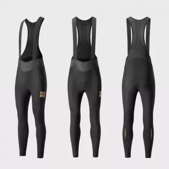 Pantaloni de ciclism cu bretele ROCKBROS pentru bărbați din fleece termic cu perniță 3D - Negri, mărimea M