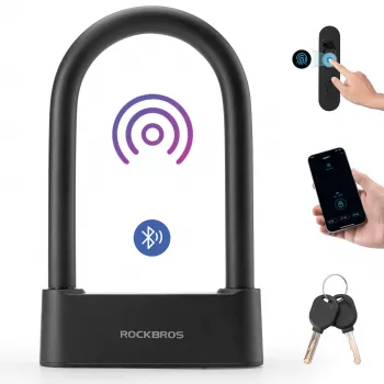 Antifurt cablu pentru bicicletă cu amprentă SMART și Bluetooth Rockbros 100 cm negru
