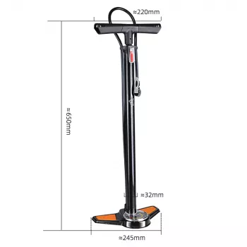 Pompă de podea ROCKBROS GP6532B cu manometru - Negru/Portocaliu