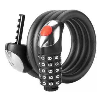 Antifurt cablu ROCKBROS RKS531 cu combinație de 5 cifre și LED, 180 cm, negru