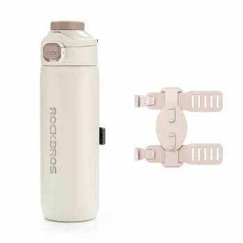 Bidon termic pentru ciclism ROCKBROS S550H-1 cu curea magnetică, Bej, 550 ml