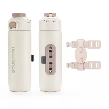 Bidon termic pentru ciclism ROCKBROS S550H-1 cu curea magnetică, Bej, 550 ml