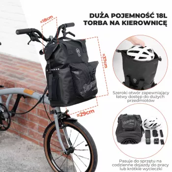 Geantă frontală Rockbros AS-158 pentru bicicletă pliabilă Brompton - neagră