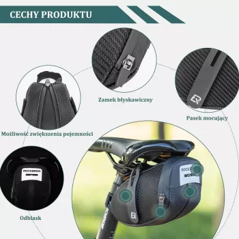 Geantă de șa Rockbros B74, 0,75 L, neagră