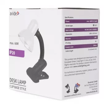 Lampă de masă cu clemă Avide Basic Clipbar Max 60W neagră