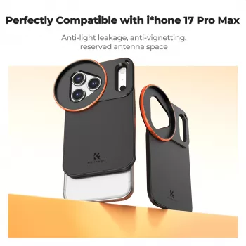 Carcasă foto de protecție KF cu suport obiectiv 58mm pentru Apple iPhone 17 Pro Max - neagră