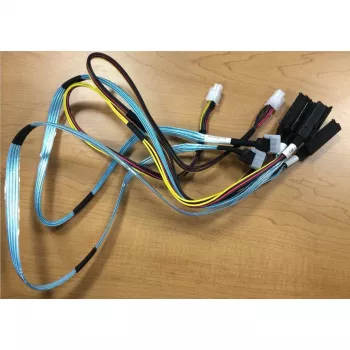 Cablu intern SAS breakout Supermicro 2x Mini-SAS HD la 4x SAS + 2x cablu alimentare (CBL-SAST-0675) 80cm
