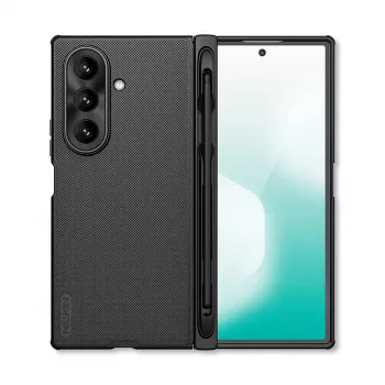 Husă Nillkin Super Frosted Shield Fold pentru Samsung Galaxy Z Fold 7 cu suport pentru S Pen - neagră