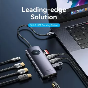 Stație de andocare VENTION USB-C 10-în-1 8K 30Hz 100W PD cu afișaj LED
