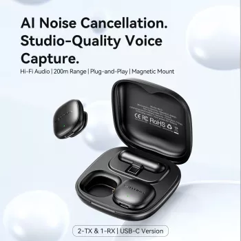 Microfon wireless cu clemă VENTION NCDB0 cu ENC și ANC, rază de acțiune 200 m