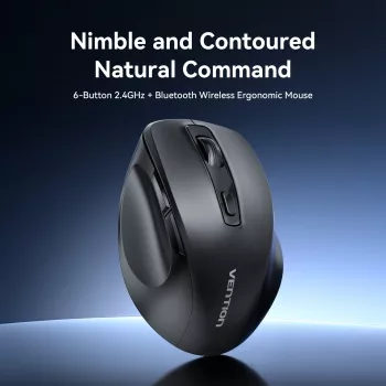 Mouse optic wireless Vention KTMB0 Dual-Mode 2,4GHz + Bluetooth 5.1, 6 butoane, 800-2400 DPI, negru