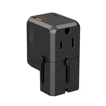 Încărcător GaN USB-C 38W cu USB-A, ștechere interschimbabile (EU/US/UK/AU) CHOETECH PD6038 - negru