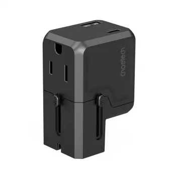 Încărcător GaN USB-C 38W cu USB-A, ștechere interschimbabile (EU/US/UK/AU) CHOETECH PD6038 - negru