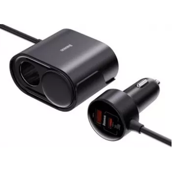Încărcător auto Baseus 1for2 30W, negru