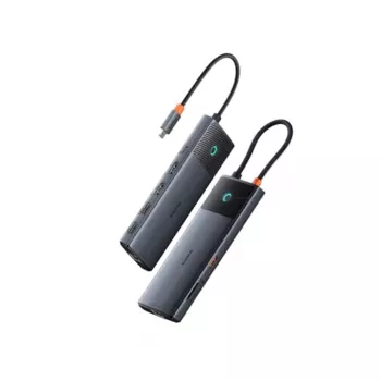 Hub USB-C Baseus Metal Gleam II 10 în 1 HDMI USB-A USB-C RJ45 SD/TF - Space Gray