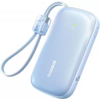Baseus EnerFill FC21 Qpow 3 Ultra 10000mAh 45W Power Bank cu cablu USB-C/Lightning detașabil - albastru