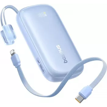 Baseus EnerFill FC21 Qpow 3 Ultra 10000mAh 45W Power Bank cu cablu USB-C/Lightning detașabil - albastru