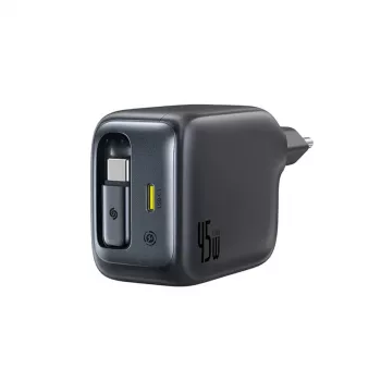 Încărcător auto Baseus EnerCore CJ11 45W cu port USB-C și cablu USB-C retractabil, negru