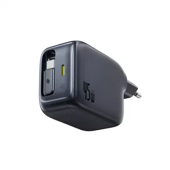 Încărcător auto Baseus EnerCore CJ11 45W cu port USB-C și cablu USB-C retractabil, negru