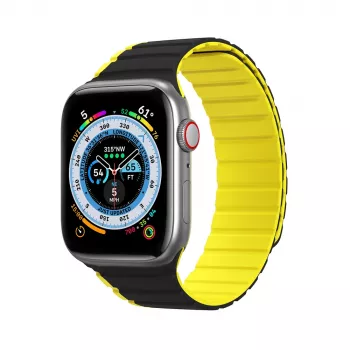 Dux Ducis Magnetic Strap for Apple Watch SE, Series 9, 8, 7, 6, 5, 4, 3, 2, 1 (41, 40, 38 mm) LD Version - Black-Yellow