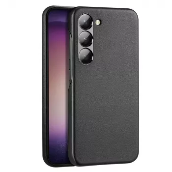 Dux Ducis Grit Case for Samsung Galaxy S23+ - Elegant Synthetic Leather Back Cover - Black