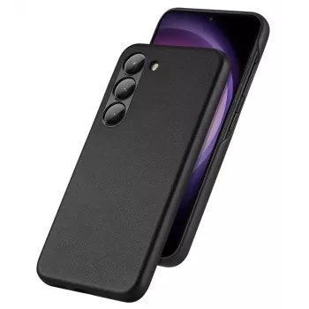 Dux Ducis Grit Case for Samsung Galaxy S23+ - Elegant Synthetic Leather Back Cover - Black