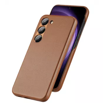 Dux Ducis Grit Case for Samsung Galaxy S23+ - Elegant Faux Leather Cover Brown