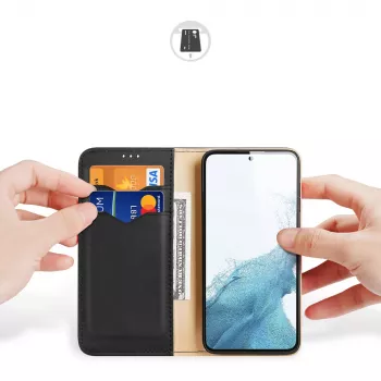 Dux Ducis Hivo Flip Wallet Case for Samsung Galaxy S23+ with RFID Blocking, Black