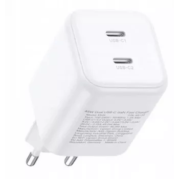 Încărcător de perete Ugreen GaN 45W 2xUSB-C - alb