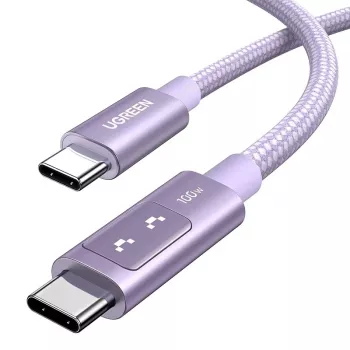 Cablu UGREEN Uno L509 USB-C la USB-C, 100W, 2m, violet