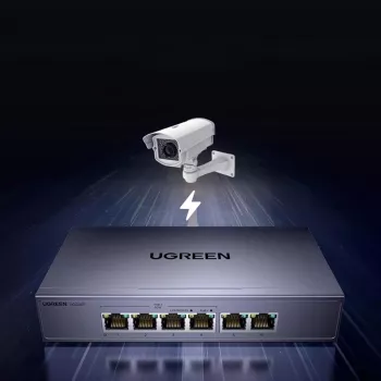 Switch Ethernet Gigabit Ugreen cu 6 porturi și PoE+ - gri