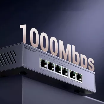 Switch Ethernet Gigabit Ugreen cu 6 porturi și PoE+ - gri