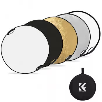 Reflector rotund pentru fotografie 5 în 1 K&F Concept cu mâner 80cm (32
