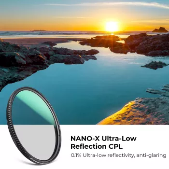 Filtru polarizator circular K&F Concept Nano-X cu reflexie ultra redusă 58mm