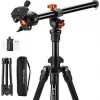 Treppiedi de cameră K&F Concept KF09.101V6 cu braț pivotant, negru