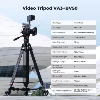 Trepied video profesional K&F Concept cu cap fluid 192cm KF09.147