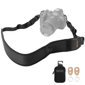 KF Curea de gât și umăr din neopren pentru camere DSLR și fără oglindă (Canon, Nikon, Sony) - negru